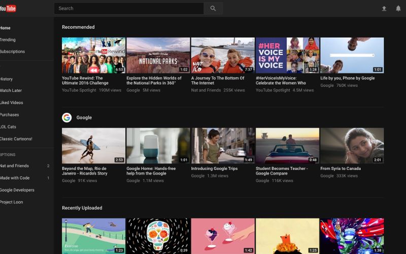 Trang chủ youtube